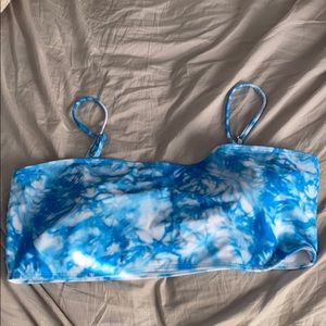 blue bandeau tie dye bikini top